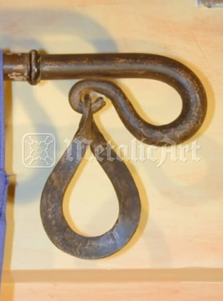 Capăt de galerie de perdea, din bară de fier îndoită manual