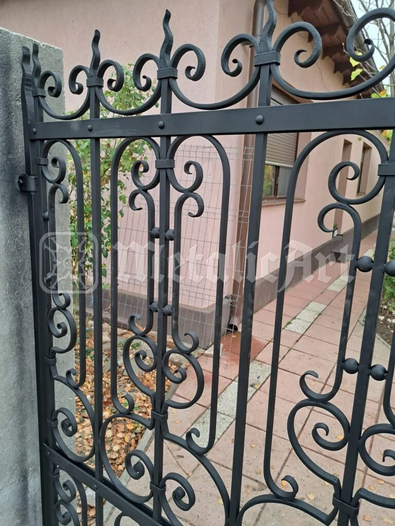 Portița cu volute, văzută din curte.